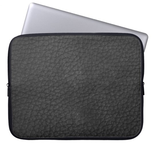 Zwarte leder-Masculinaire rotshuid Laptop Sleeve (Voorkant)