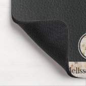 Zwarte leder met monogram muismat (Hoek)