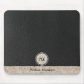 Zwarte leder met monogram muismat (Voorkant)