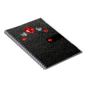 zwarte leder met rode stenen en witte nep notitieboek (Rechterzijde)