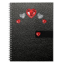 zwarte leder met rode stenen en witte nep