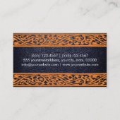 Zwarte leder Oranje Damasgrens Visitekaartje (Achterkant)