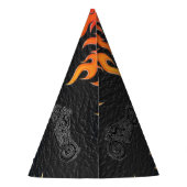 Zwarte leder Oranje Flames motorfiets Biker Party Feesthoedjes (Achterkant)