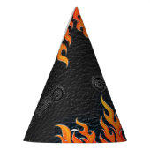 Zwarte leder Oranje Flames motorfiets Biker Party Feesthoedjes (Links)