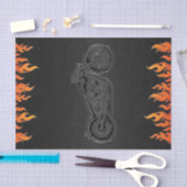 Zwarte leder Oranje Flames motorfiets Biker Party Tissuepapier (Craft)