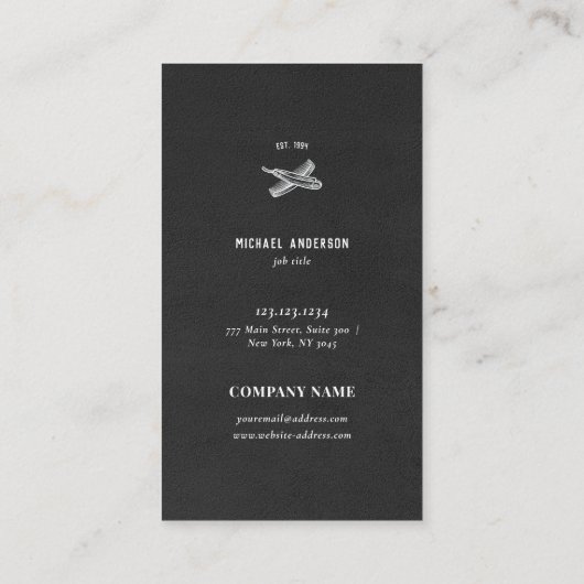 Zwarte leder  Retro Barber Shop Skull Visitekaartje (Achterkant)