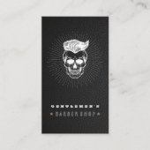 Zwarte leder  Retro Barber Shop Skull Visitekaartje (Voorkant)