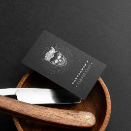 Zwarte leder Retro Barber Shop Skull Visitekaartje