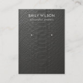 ZWARTE LEDER TEXTURE STUD EARRING DISPLAY KAART VISITEKAARTJE (Voorkant)