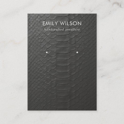 ZWARTE LEDER TEXTURE STUD EARRING DISPLAY KAART VISITEKAARTJE (Voorkant)