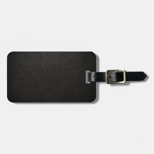 Zwarte lederen achtergrond bagagelabel (Voorkant horizontaal)
