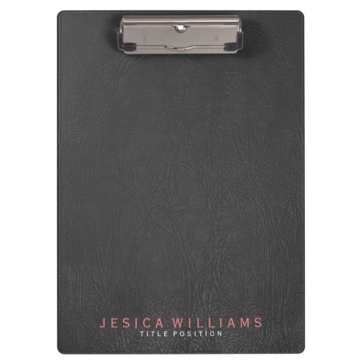 Zwarte lederen afdrukken klembord (Voorkant)