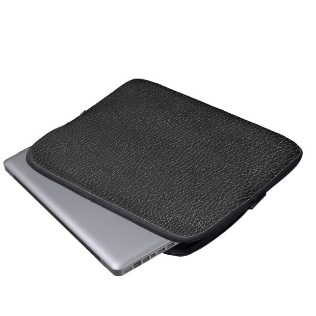 Zwarte lederen afwerking textuur laptop sleeve (Voorkant onderkant)