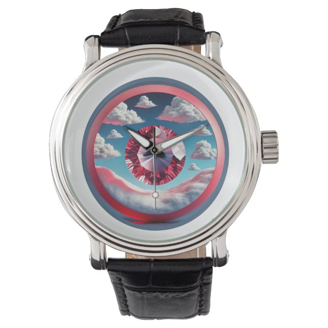  zwarte lederen band Mannen Horloge (Voorkant)