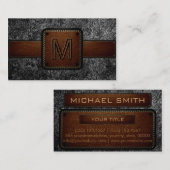 Zwarte lederen blik bruin Monogram Visitekaartje (Voorkant / Achterkant)