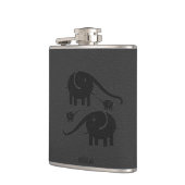 Zwarte lederen blik oogwenk illustratie heupfles (Links)