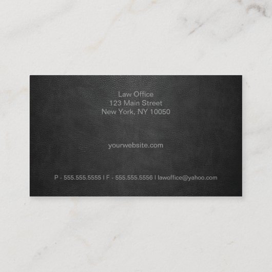 Zwarte lederen blik visitekaartje (Achterkant)