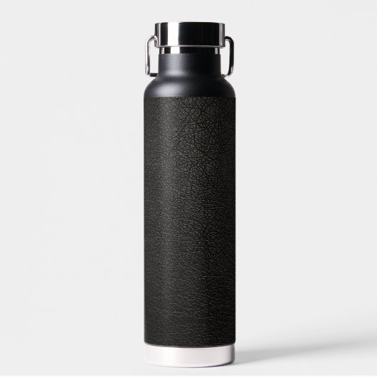 Zwarte lederen blik waterfles (Voorkant)