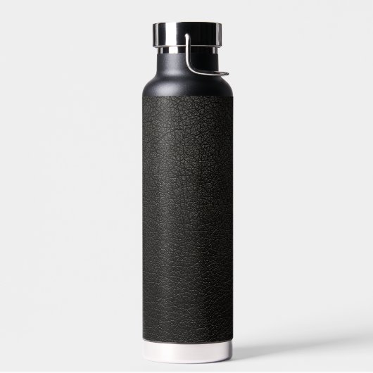 Zwarte lederen blik waterfles (Links)