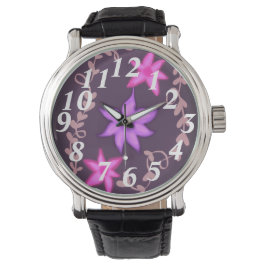 Zwarte  lederen horloge