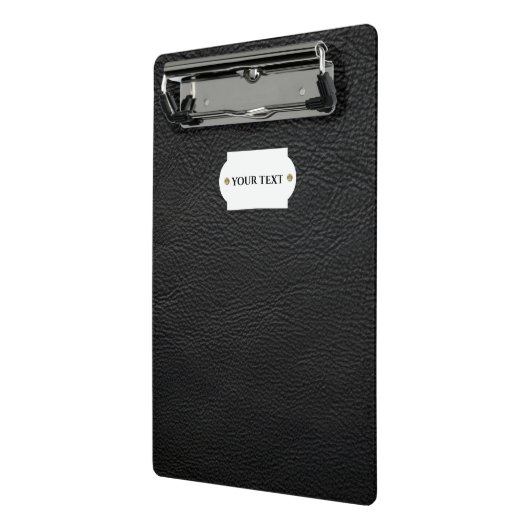 Zwarte lederen minikaart mini klembord (Angled2)