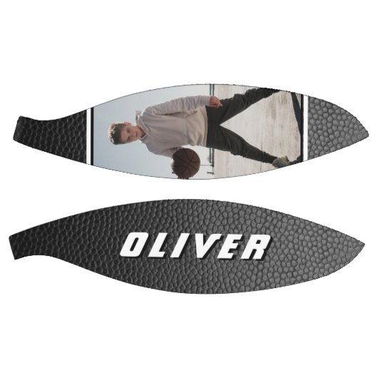 Zwarte lederen naam Tekst Foto Basketball Basketbal (Panelen)