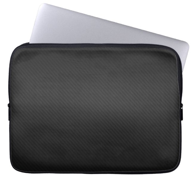 Zwarte lederen neopreen laptophoes van 13 inch laptop sleeve (Voorkant)