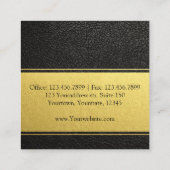 Zwarte lederen professionele goudfolie visitekaart vierkante visitekaartje (Achterkant)