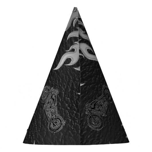 Zwarte lederen Silver Chrome-motorfiets Feesthoedjes (Achterkant)