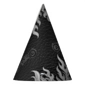 Zwarte lederen Silver Chrome-motorfiets Feesthoedjes (Links)