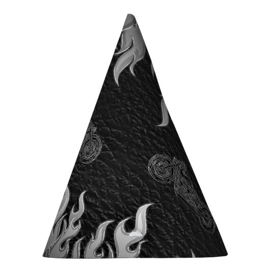 Zwarte lederen Silver Chrome-motorfiets Feesthoedjes (Rechts)