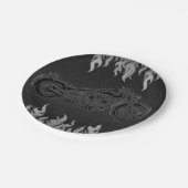 Zwarte lederen Silver Chrome-motorfiets Papieren Bordje (Gekanteld)