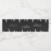 Zwarte lederen Silver Chrome-motorfiets Waterfles Etiket (Enkel label)