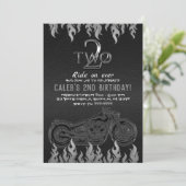 Zwarte lederen Silver Motorfiets 2 TWEE 2E verjaar Kaart (Staand voorkant)