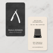 Zwarte lederen snor en Barber Blade Variatie Visitekaartje (Voorkant / Achterkant)