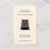 Zwarte lederen snor en kapper blad visitekaartje (Achterkant)