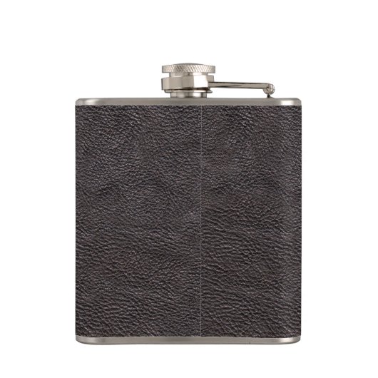 Zwarte lederen stof heupfles (Achterkant)