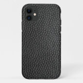 Zwarte lederen textuur Case-Mate iPhone case (Achterkant)