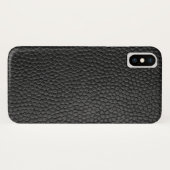 Zwarte lederen textuur Case-Mate iPhone case (Achterkant (horizontaal))
