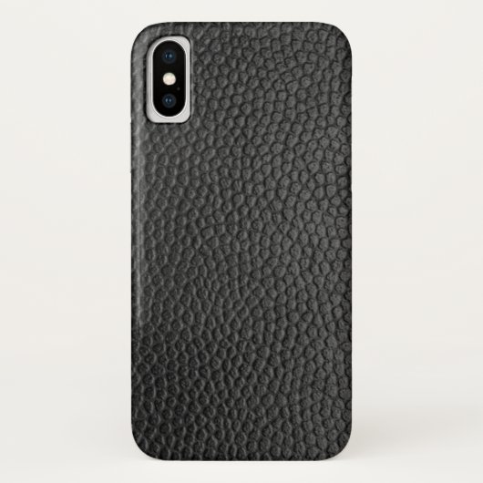 Zwarte lederen textuur Case-Mate iPhone case (Achterkant)