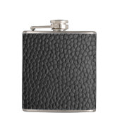 Zwarte lederen textuur heupfles (Voorkant)