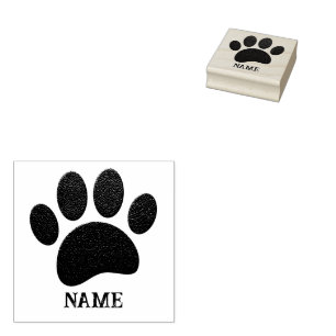 Zwarte Lederen Textuur Hondenpoot Print Aangepaste Rubberstempel