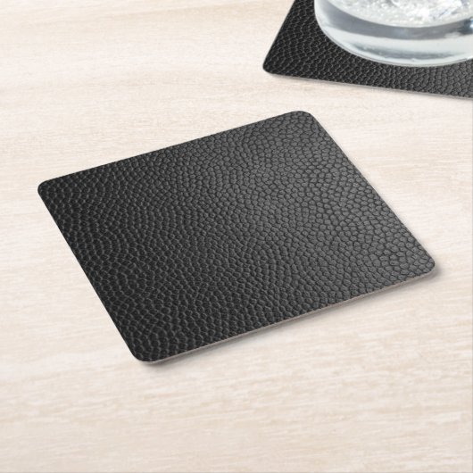Zwarte lederen textuur kartonnen onderzetters (Schuin)