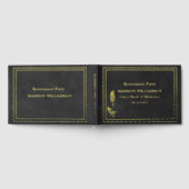 Zwarte Lederen Textuur Pensioen Partij Gouden Foli Gastenboek (Volledig)