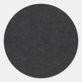 Zwarte lederen textuur ronde sticker (Voorkant)