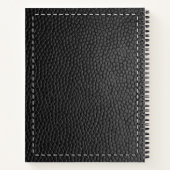 Zwarte lederen textuur & tiching notitieboek (Achterkant)