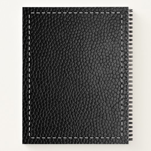 Zwarte lederen textuur & tiching notitieboek (Achterkant)