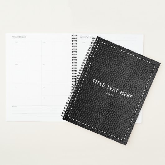 Zwarte lederen textuur & tiching planner (Display)