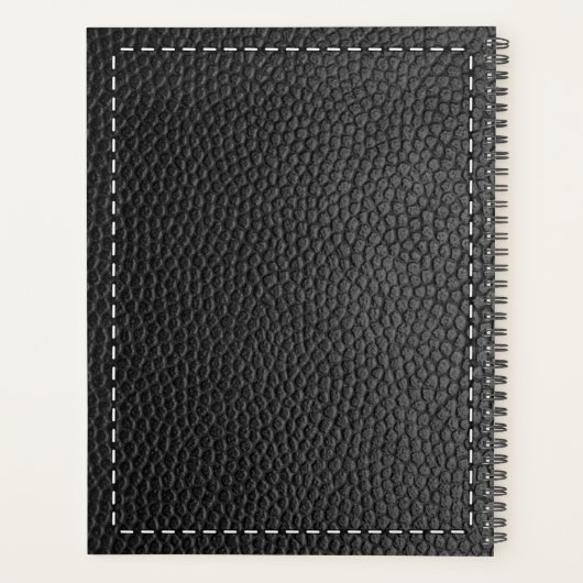 Zwarte lederen textuur & tiching planner (Achterkant)