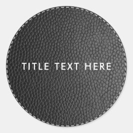 Zwarte lederen textuur & tiching ronde sticker